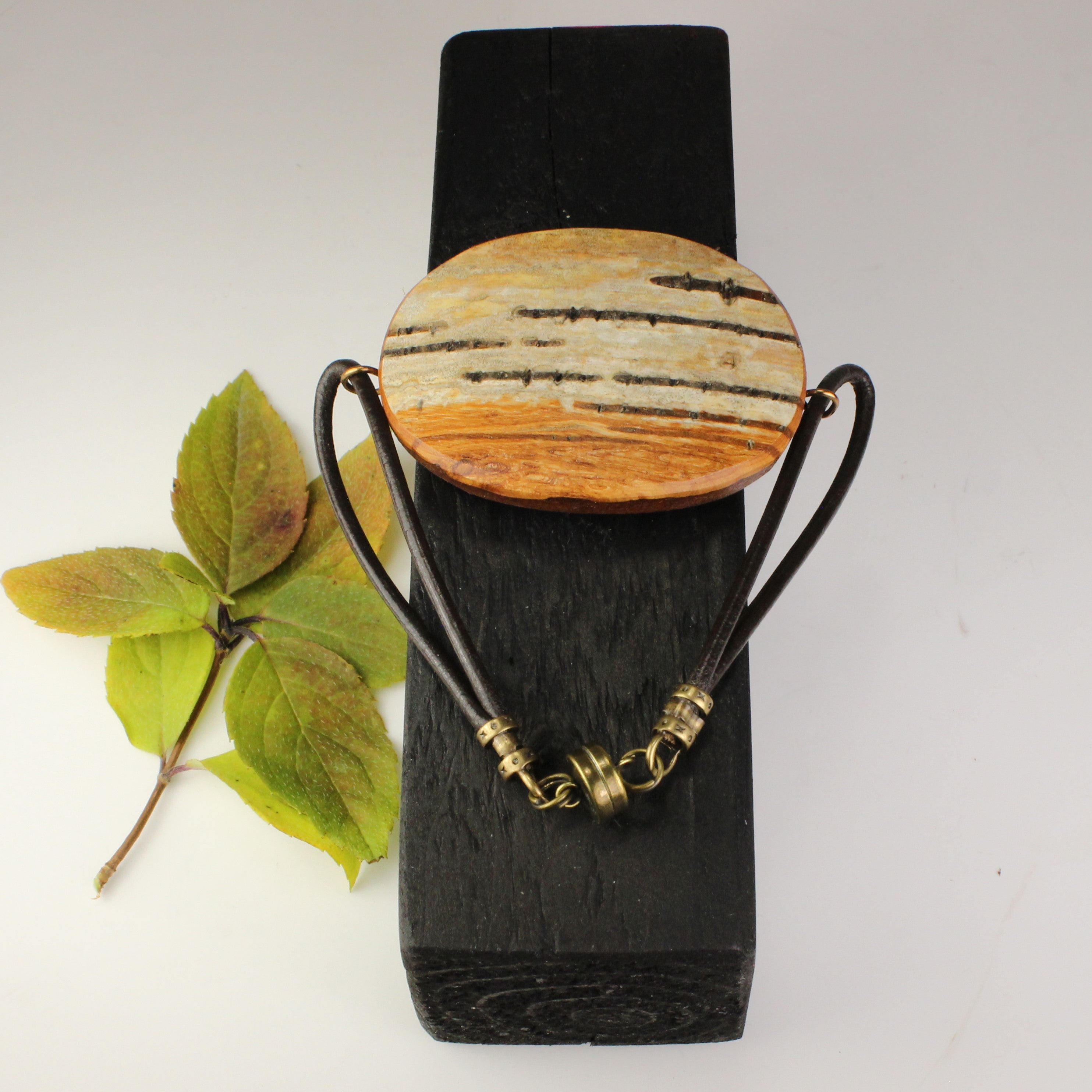 Wood and birch bark bracelet