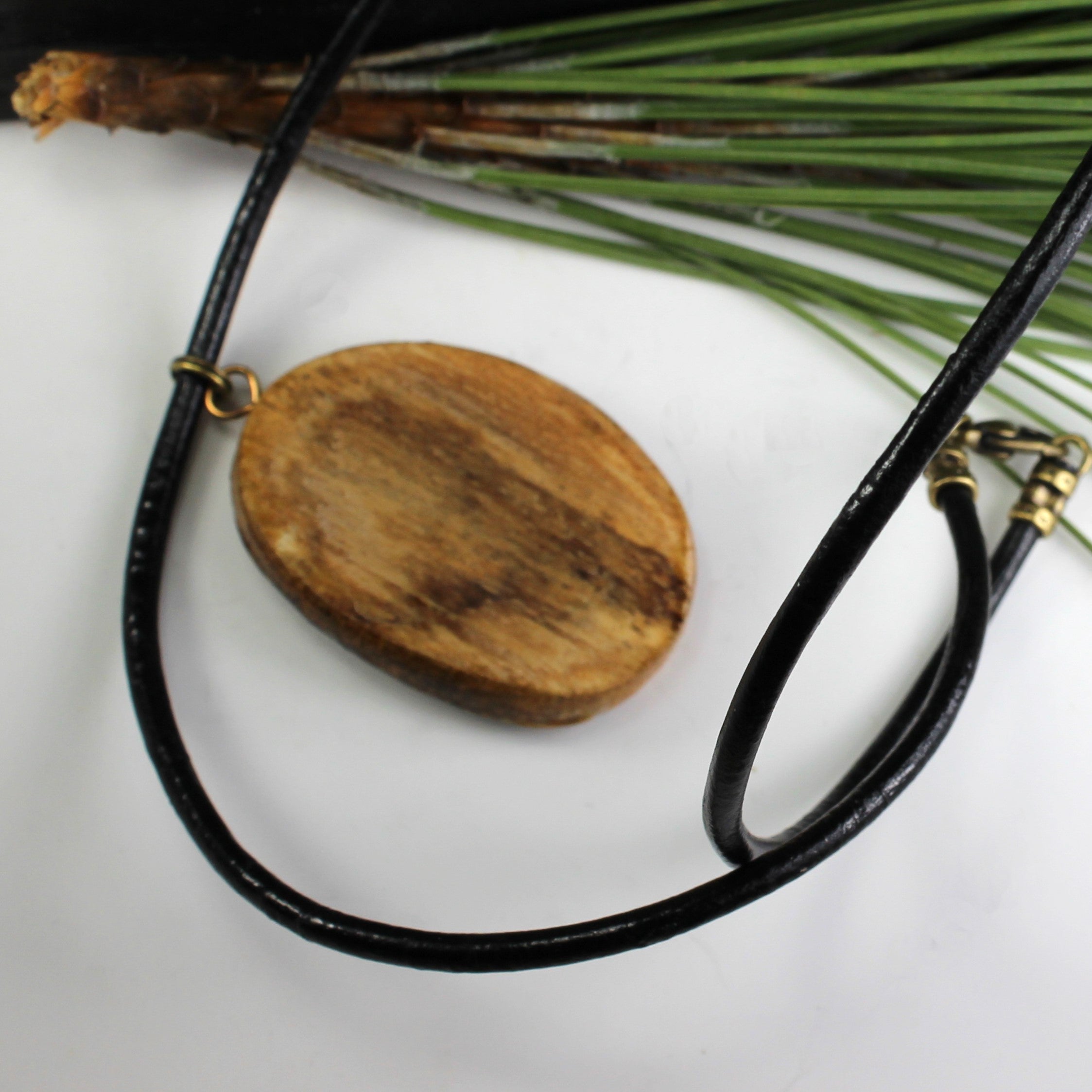 Wood and poplar bark necklace