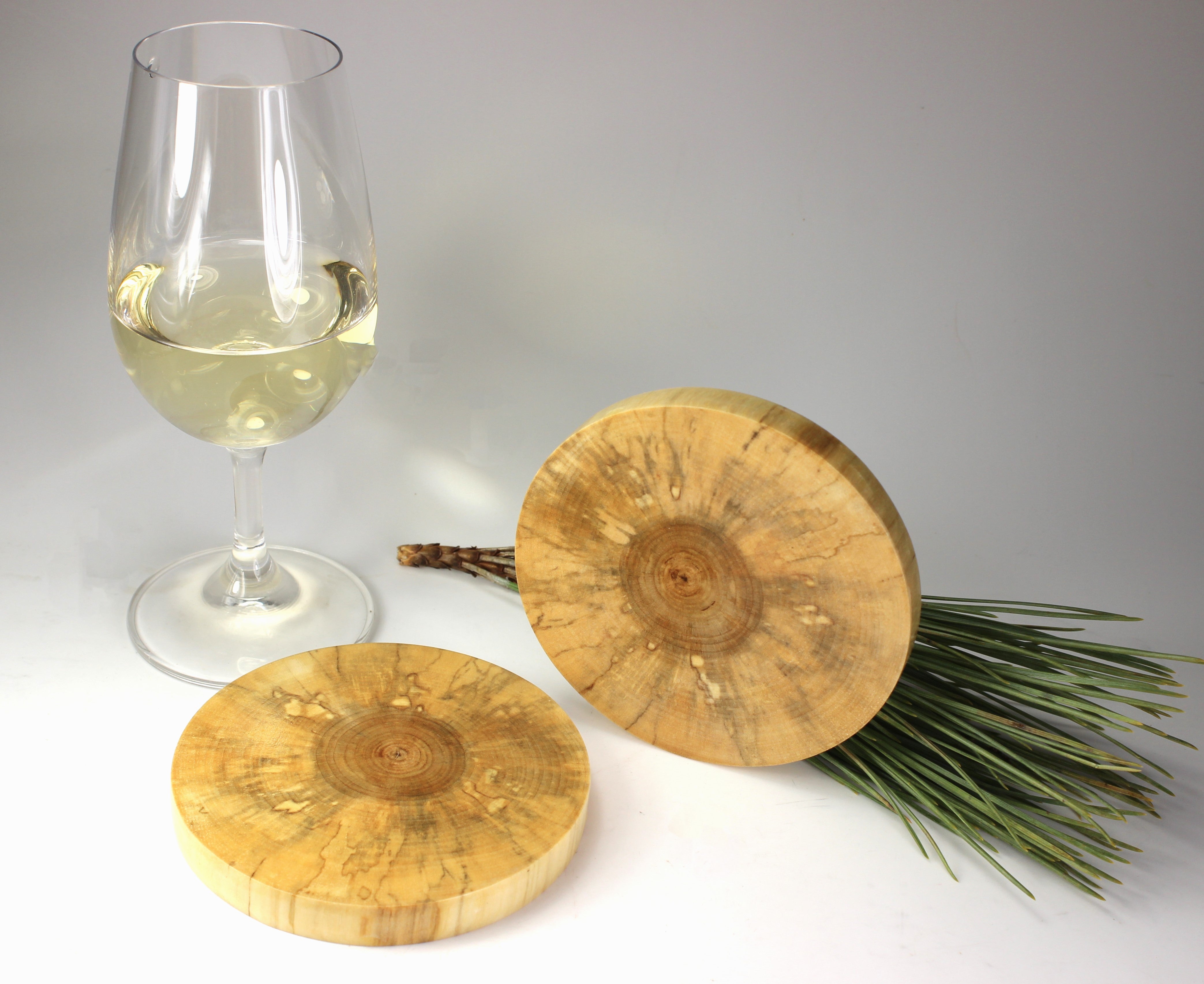 Speckled birch wood coasters