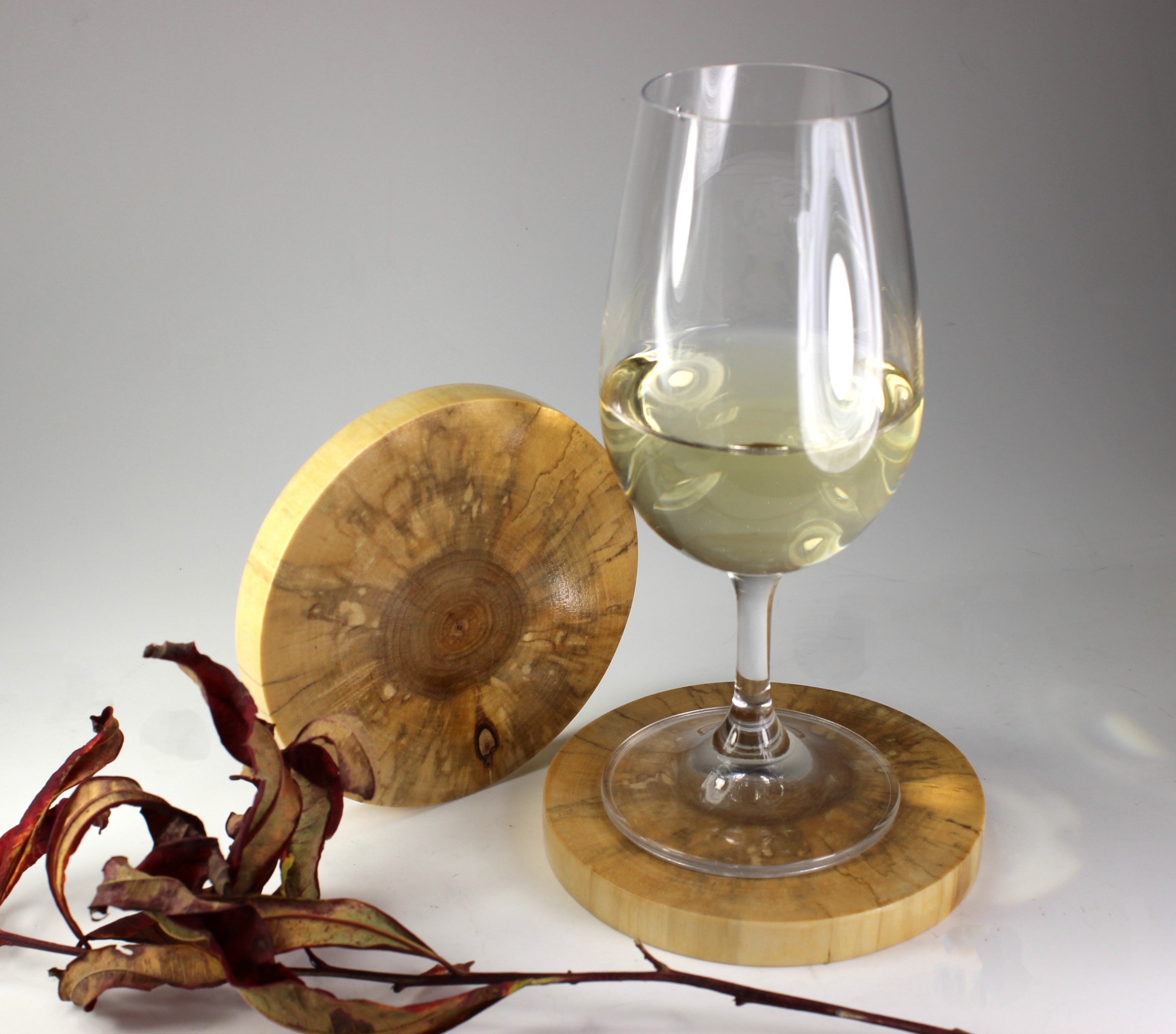 Speckled birch wood coasters