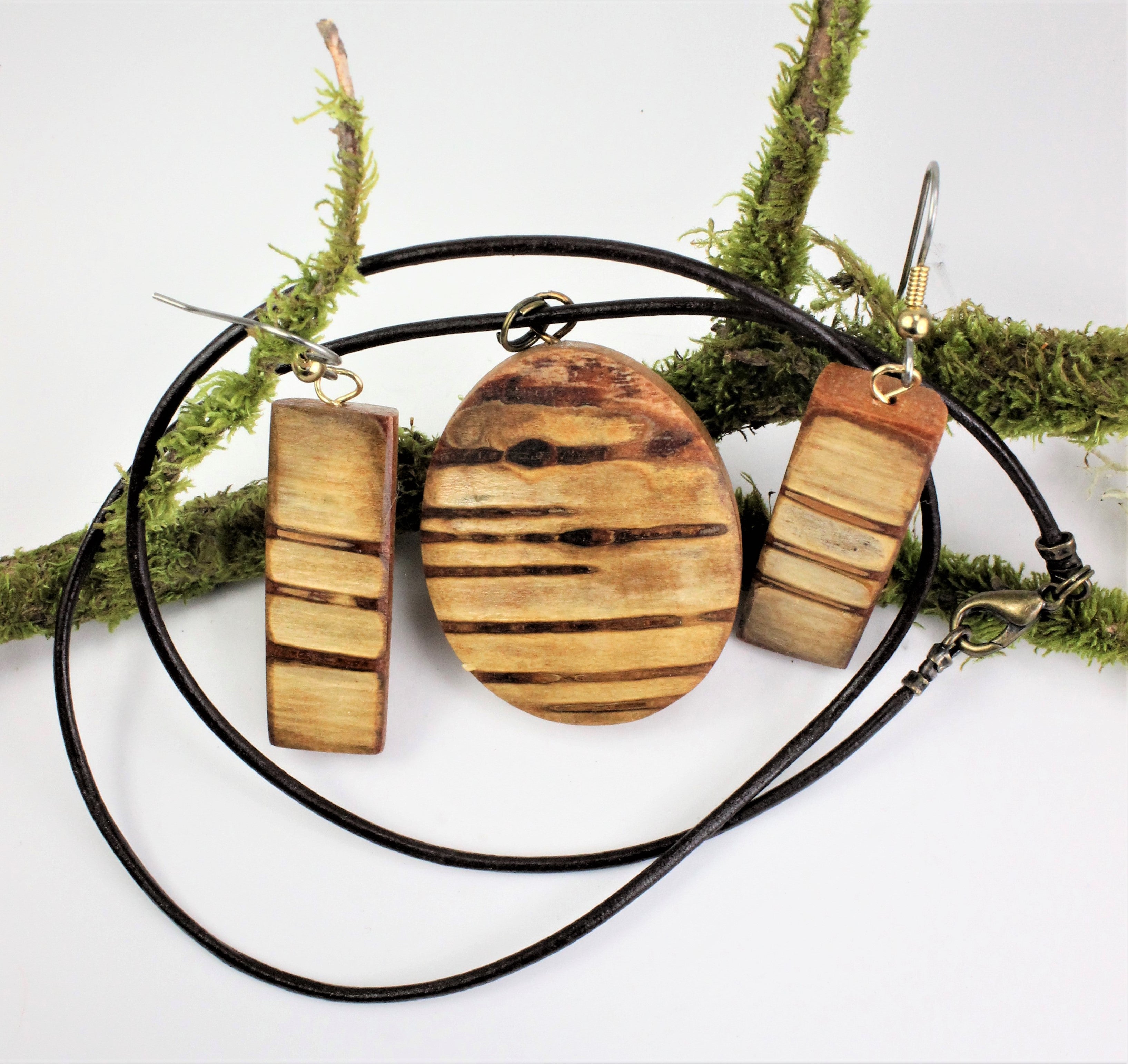 Birch bark jewelry set